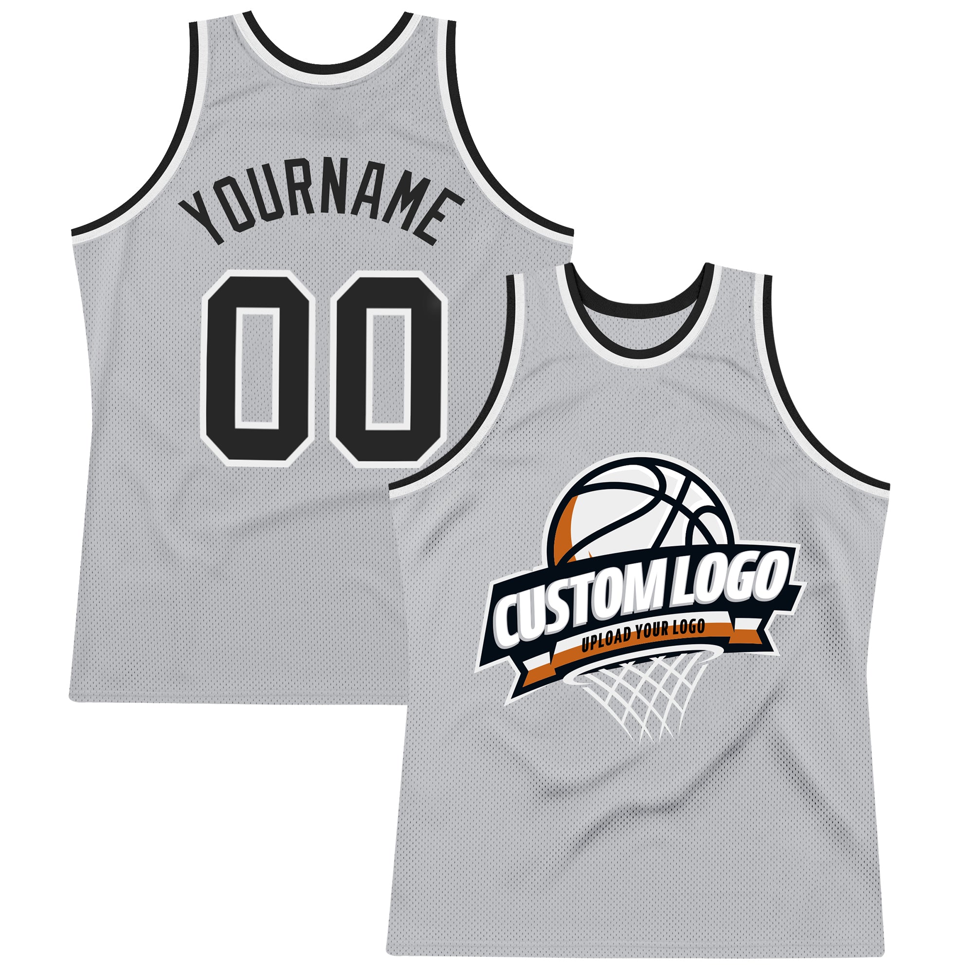 Custom Gray Basketball Jersey BlackWhite Authentic Throwback FansIdea