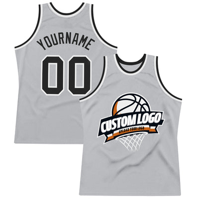 FANSIDEA Custom Silver Gray Navy-Red Authentic Throwback Basketball Jersey Men's Size:2XL
