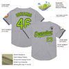 Custom Gray Neon Green-Black Mesh Authentic Throwback Baseball Jersey