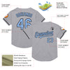 Custom Gray Light Blue-Black Mesh Authentic Throwback Baseball Jersey