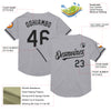 Custom Gray Black Mesh Authentic Throwback Baseball Jersey