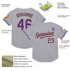 Custom Gray Purple-Old Gold Mesh Authentic Throwback Baseball Jersey