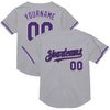 Custom Gray Purple-Black Mesh Authentic Throwback Baseball Jersey