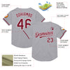 Custom Gray Crimson-White Mesh Authentic Throwback Baseball Jersey