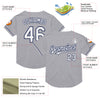 Custom Gray White-Navy Mesh Authentic Throwback Baseball Jersey