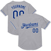 Custom Gray Royal-White Mesh Authentic Throwback Baseball Jersey