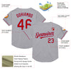 Custom Gray Red-Light Blue Mesh Authentic Throwback Baseball Jersey