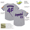 Custom Gray Purple-Black Mesh Authentic Throwback Baseball Jersey