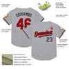 Custom Gray Red-Black Mesh Authentic Throwback Baseball Jersey