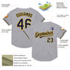 Custom Gray Navy-Gold Mesh Authentic Throwback Baseball Jersey