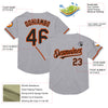 Custom Gray Black-Orange Mesh Authentic Throwback Baseball Jersey