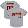 Custom Gray Black-Orange Mesh Authentic Throwback Baseball Jersey