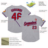 Custom Gray Red-Royal Mesh Authentic Throwback Baseball Jersey