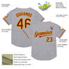 Custom Gray Crimson-Yellow Mesh Authentic Throwback Baseball Jersey