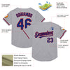 Custom Gray Royal-Red Mesh Authentic Throwback Baseball Jersey