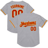 Custom Gray Red-Gold Mesh Authentic Throwback Baseball Jersey