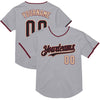 Custom Gray Black Crimson-Cream Mesh Authentic Throwback Baseball Jersey