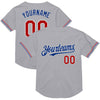 Custom Gray Red-Royal Mesh Authentic Throwback Baseball Jersey