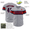 Custom Gray Navy-Red Authentic Baseball Jersey