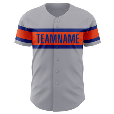 Custom Gray Royal-Orange Authentic Baseball Jersey