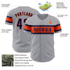 Custom Gray Navy-Orange Authentic Baseball Jersey