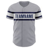 Custom Gray Navy-White Authentic Baseball Jersey