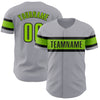 Custom Gray Neon Green-Black Authentic Baseball Jersey