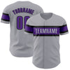 Custom Gray Purple-Black Authentic Baseball Jersey