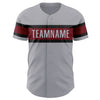 Custom Gray Crimson-Black Authentic Baseball Jersey