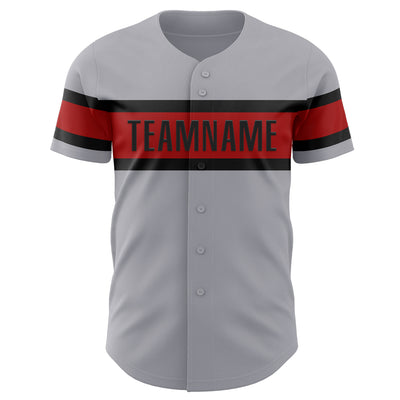 Custom Gray Red-Black Authentic Baseball Jersey