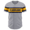 Custom Gray Navy-Gold Authentic Baseball Jersey