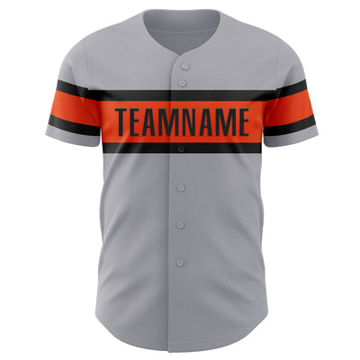 Custom Gray Orange-Black Authentic Baseball Jersey