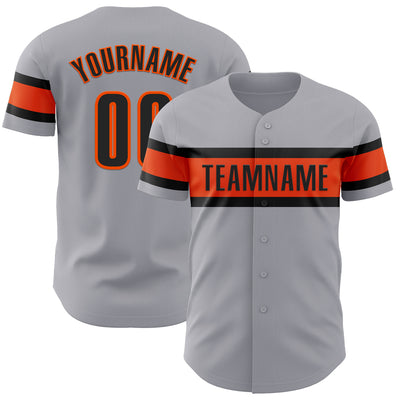 Custom Gray Black-Orange Authentic Baseball Jersey