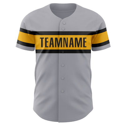 Custom Gray Black-Gold Authentic Baseball Jersey