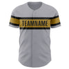 Custom Gray Black-Old Gold Authentic Baseball Jersey