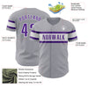 Custom Gray Purple-White Authentic Baseball Jersey