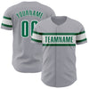 Custom Gray Kelly Green-White Authentic Baseball Jersey