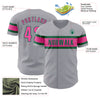 Custom Gray Pink-Kelly Green Authentic Baseball Jersey