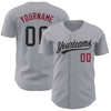 Custom Gray Black-Crimson Authentic Baseball Jersey