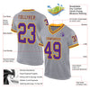 Custom Gray Purple-Gold Mesh Authentic Throwback Football Jersey