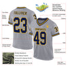 Custom Gray Navy-Gold Mesh Authentic Throwback Football Jersey