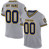 Custom Gray Navy-Gold Mesh Authentic Throwback Football Jersey