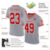 Custom Gray Red-White Mesh Authentic Throwback Football Jersey