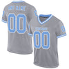 Custom Gray Light Blue-White Mesh Authentic Throwback Football Jersey