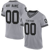 Custom Gray Black Mesh Authentic Throwback Football Jersey