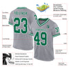 Custom Gray Kelly Green-White Mesh Authentic Throwback Football Jersey