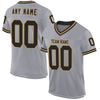 Custom Gray Black-Old Gold Mesh Authentic Throwback Football Jersey