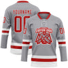 Custom Gray Red-White Hockey Lace Neck Jersey