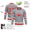 Custom Gray Red-White Hockey Lace Neck Jersey