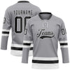 Custom Gray Black-White Hockey Lace Neck Jersey